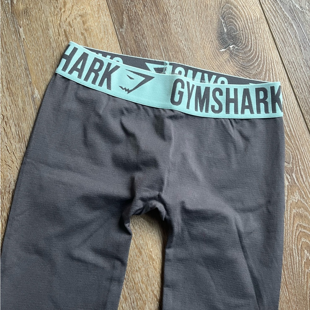 Gymshark Charcoal Leggings with Mint Waistband